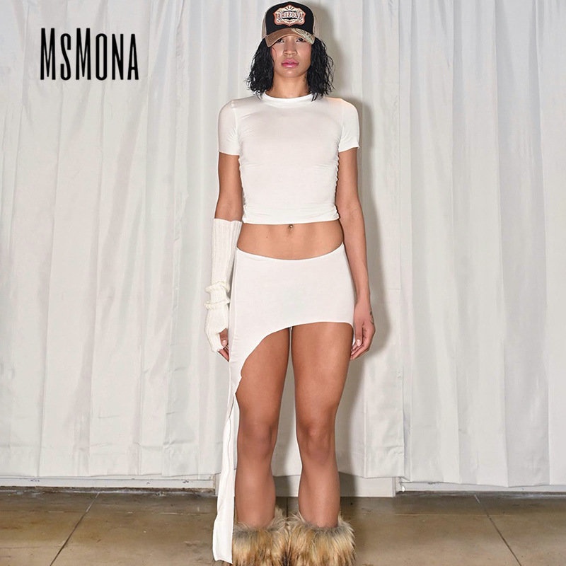 Bộ Đồ Ôm Dáng Cổ Tròn Tay Ngắn Màu Trơn Thời Trang 2023 Dành Cho Nữ