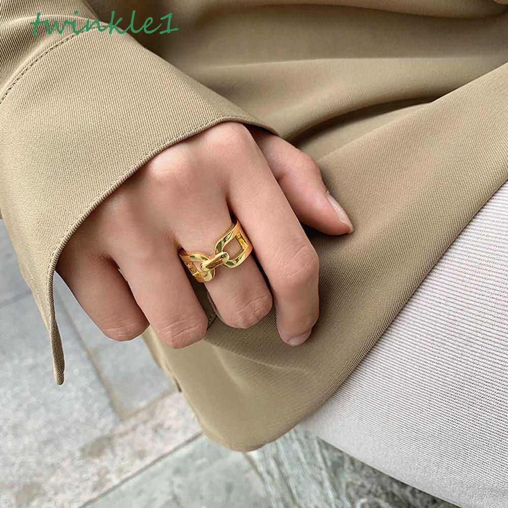 Nhẫn Hở Đính Dây Xích Lấp Lánh Thời Trang Hàn Quốc Cá Tính Cho Nữ