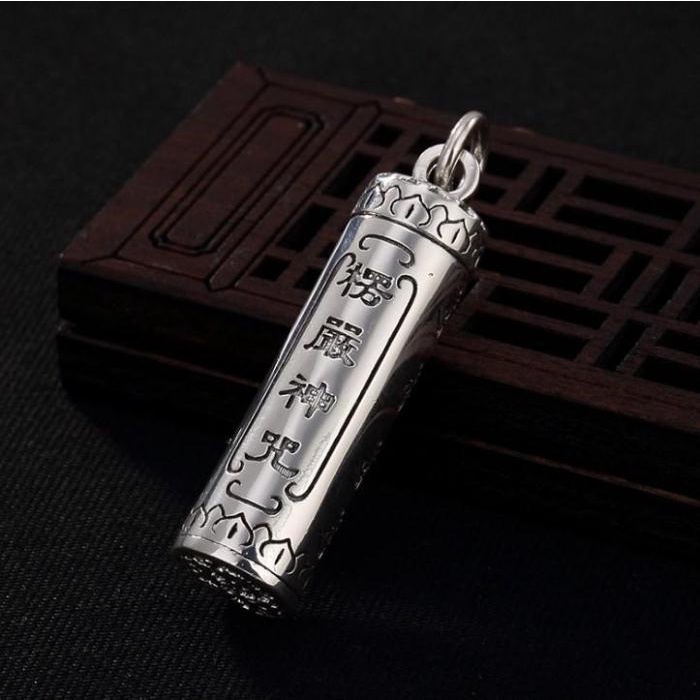 Dây Chuyền Bạc Sáng Bóng Phong Cách Shurangama Mantra Có Thể Mở Ra Dành Cho Nam Và Nữ