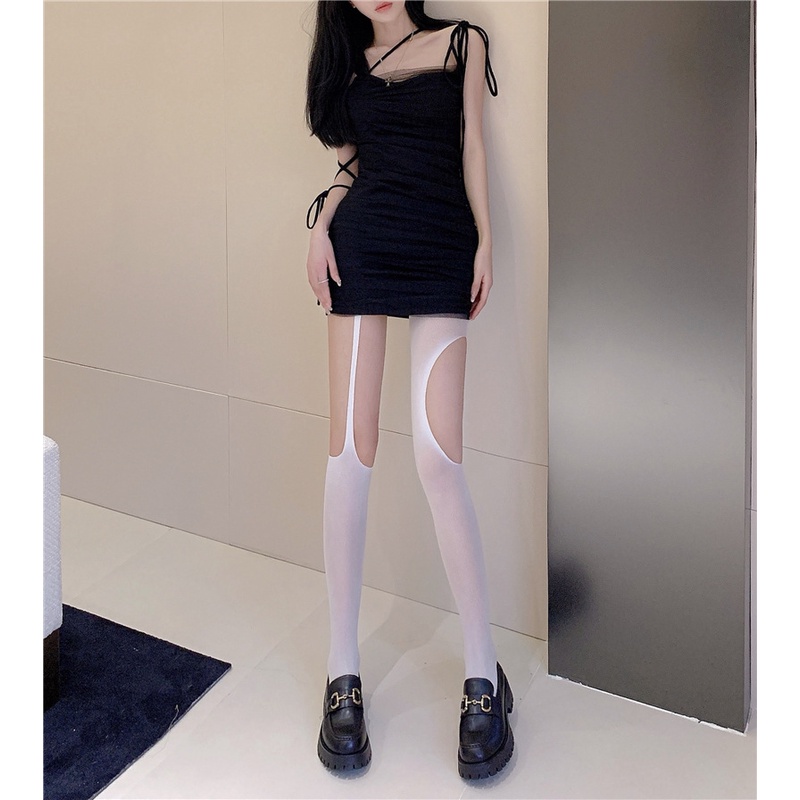 Quần Tất Lưới Lụa Đen Trắng Quyến Rũ Cho Nữ