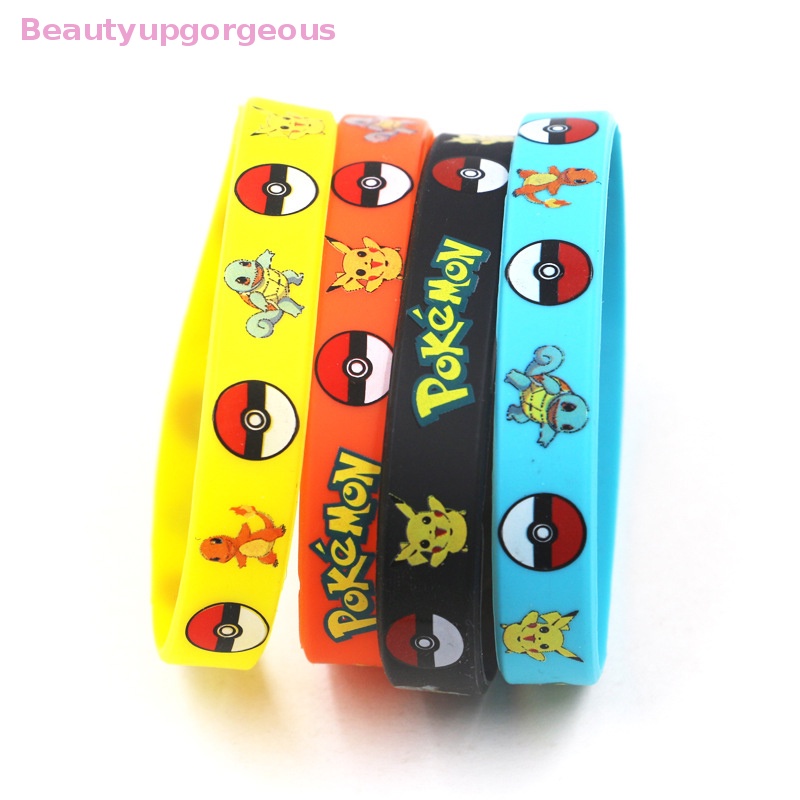 [Beautyupgorgeous] Vòng Tay Silicon Họa Tiết Pokemon Pikachu Dành Cho Trẻ Em