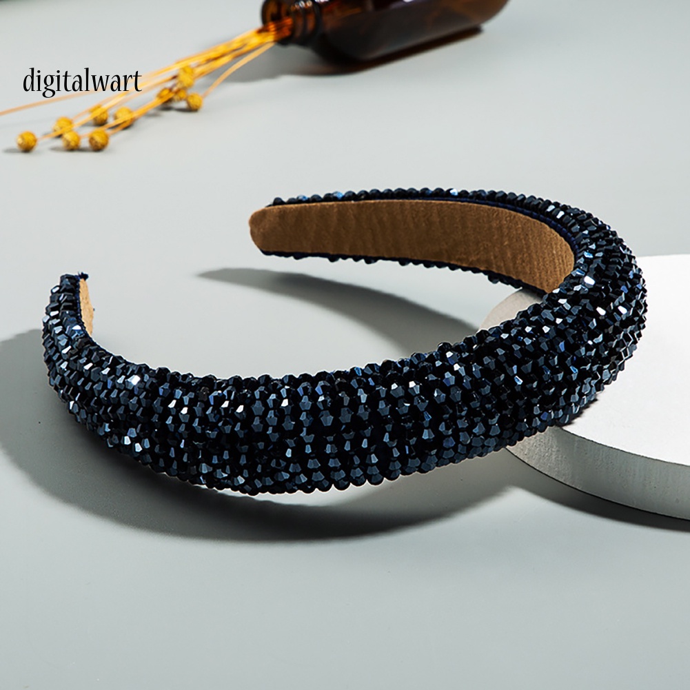 Kỹ Thuật Số| Băng Đô Cài Tóc Bản Rộng Bằng Xốp Giả Pha Lê Sáng Bóng Sành Điệu Cho Nữ