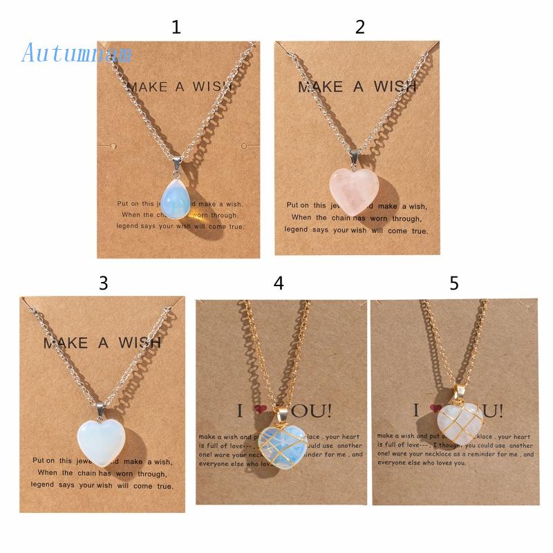 Vòng cổ Mặt Hình Trái Tim Đính Đá Tự Nhiên Cho Nữ