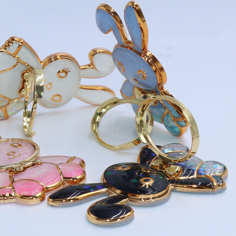 Giá Đỡ Điện Thoại Hình Thỏ Hoạt Hình 3D Dạng Nổi Có Túi Khí Và Dây Đeo Ngón Tay Mở Rộng Phong Cách Ins