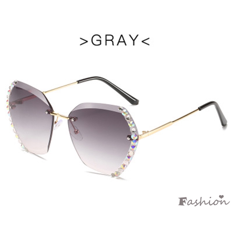 Kính Mát Không Gọng Chống Tia UV Bảo Vệ Tròng Đa Giác Thời Trang Mùa Hè Cho Nữ
