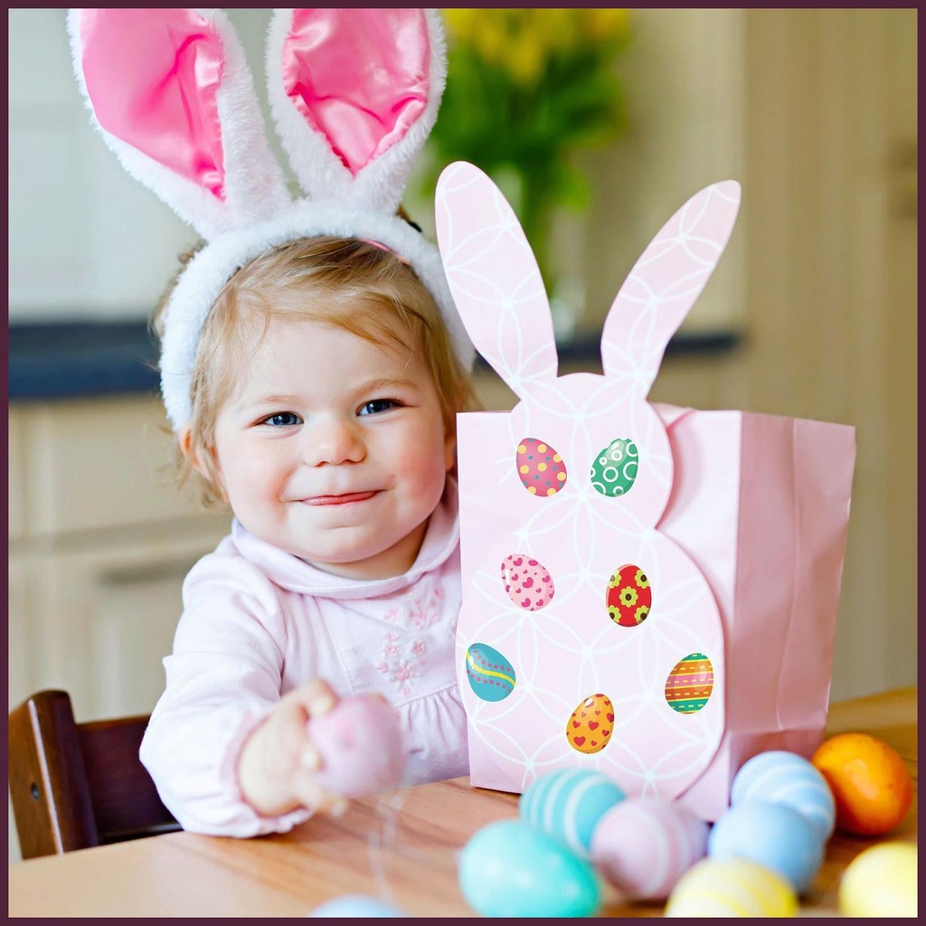 Bộ 16 Miếng Dán Trang Trí Tự Dính Họa Tiết Trứng Phục Sinh Dễ Thương