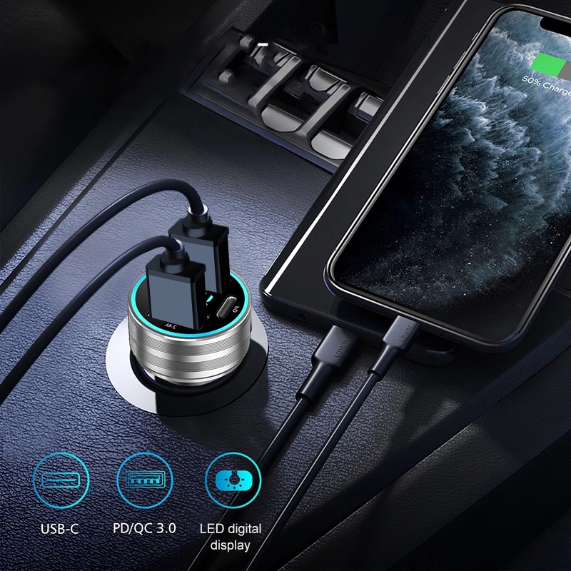 SEAMETAL Tẩu Sạc Hai Cổng USB 12V 66W QC3 PD Tiện Dụng Cho iphone Huawei Xiaomi OPPO