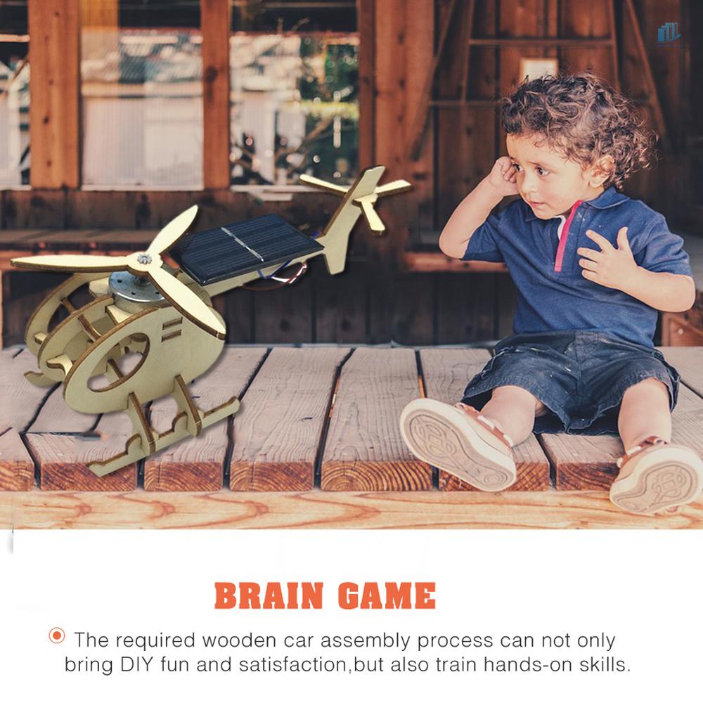 Đồ chơi trẻ em Lắp Ráp Mô Hình Máy Bay Trực Thăng 3D Bằng Gỗ Sử Dụng Năng Lượng Mặt Trời DIY