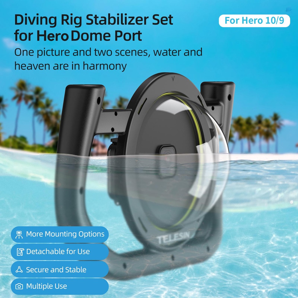 TELESIN Bộ Cổng Vòm Chống Nước Bằng Nhựa Tel Resin GP-DMP-T10 Thay Thế Cho Camera Thể Thao Dưới Nước 11 / 10 / 9 / 8 / 7 / 6 / 5 Với 30M