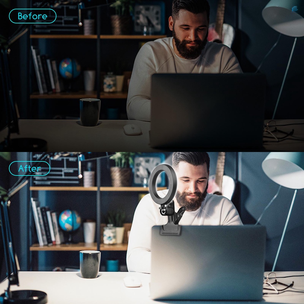 Bộ Vòng Đèn Led 6 Inch RGB + Kẹp Bi Màu Nhiệt Độ 2850K-6500K Có Thể Điều Chỉnh Độ Sáng Đa Chế Độ RGB