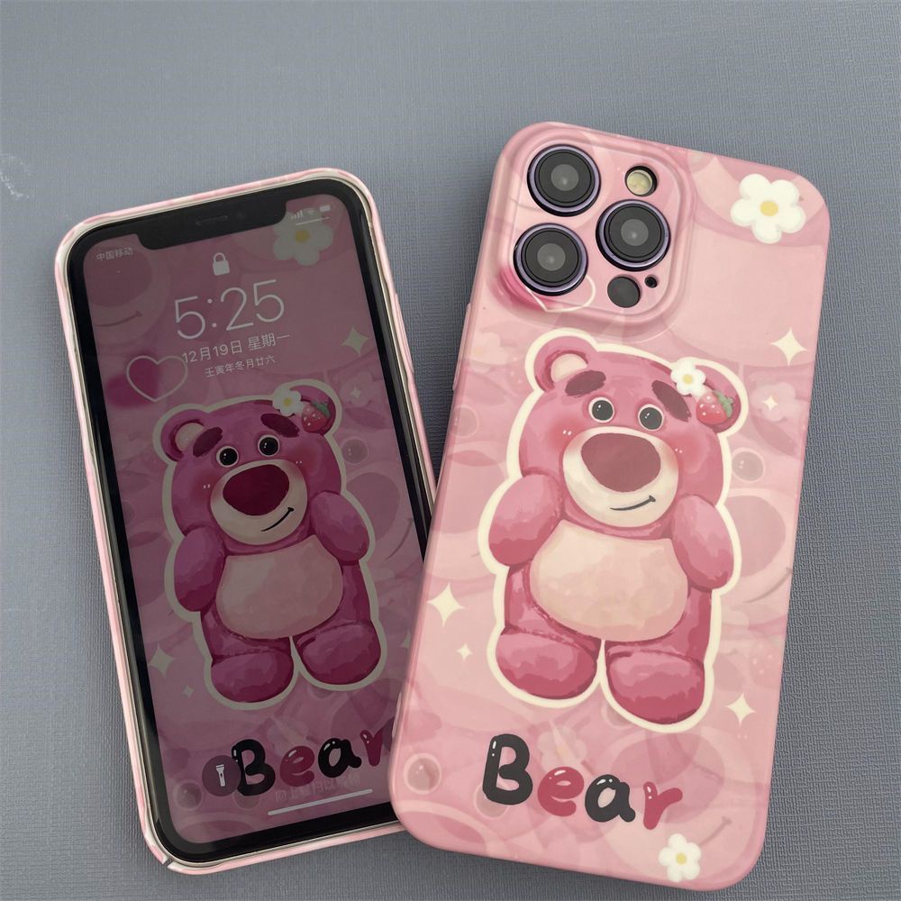 Ốp Điện Thoại Họa Tiết Chú Gấu Và Dâu Tây Dễ Thương Cho Iphone1314pro11 8 xsmax plus12