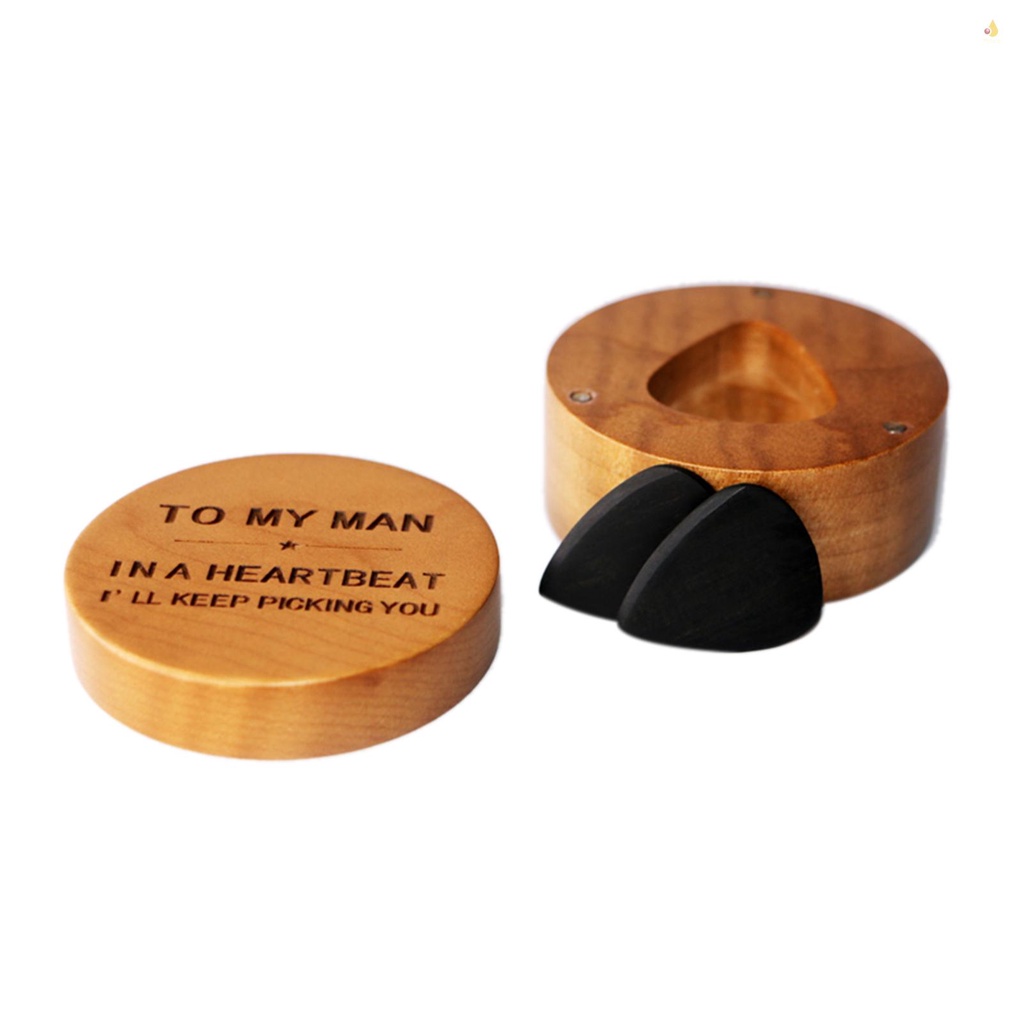 Bộ 2 Miếng Gảy Đàn Guitar Bằng Gỗ Mun Hình Tam Giác Kèm Hộp Đựng Sắp Xếp Gọn Gàng