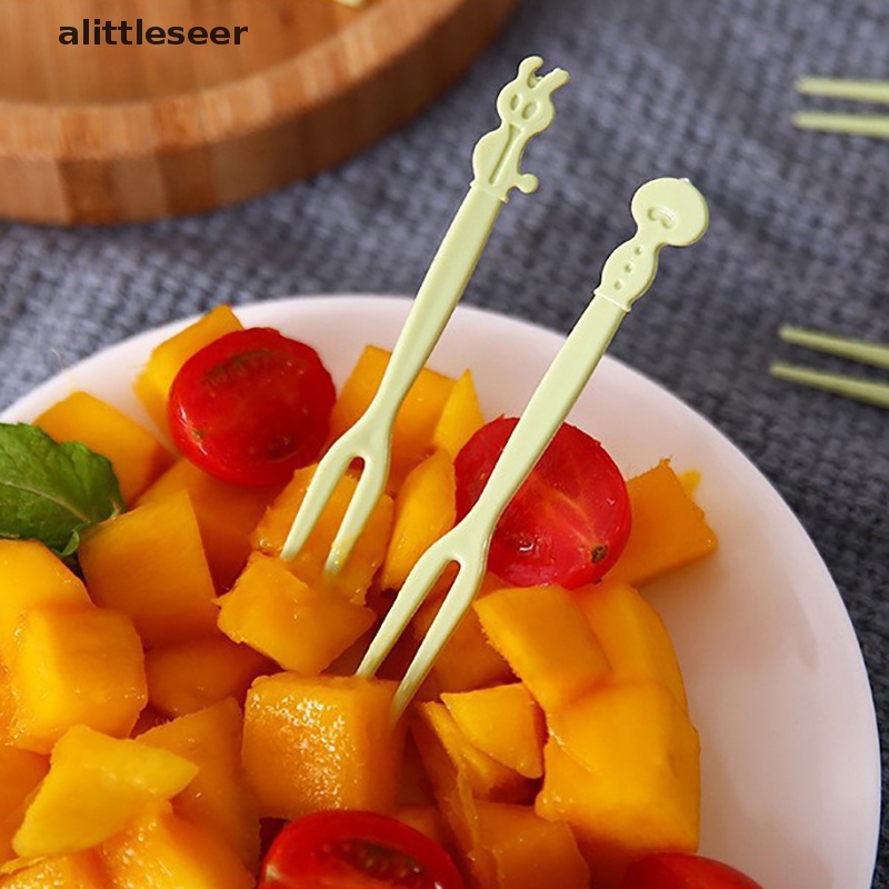 Set 50 Nĩa Ăn Trái Cây / Tráng Miệng Bằng Nhựa Họa Tiết Hoạt Hình Dành Cho Trẻ Em