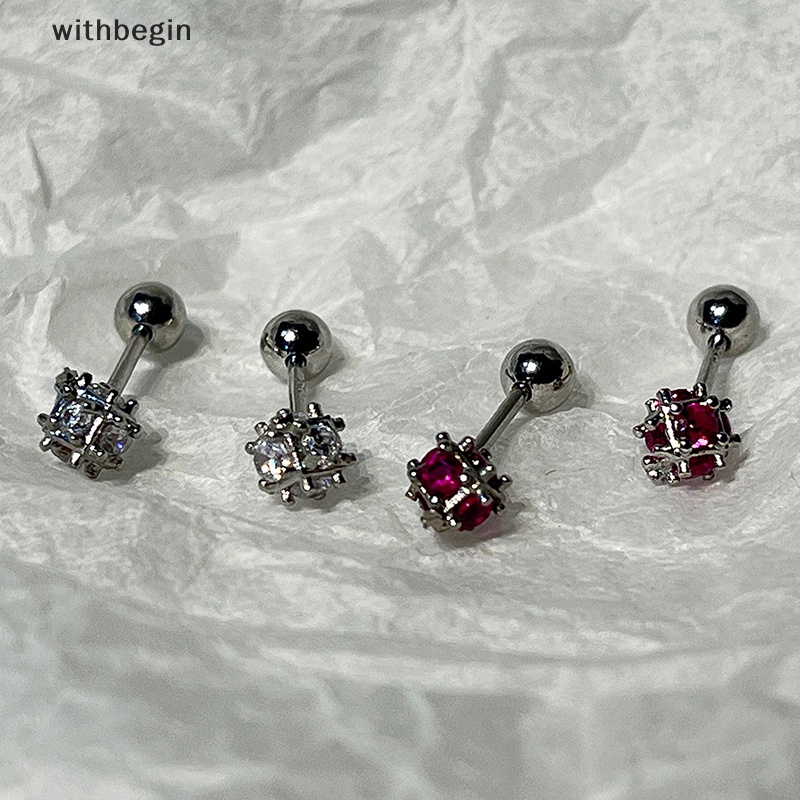 1 Đôi Khuyên Tai Đính Đá Zircon Phong Cách Punk Thời Trang Cho Nữ