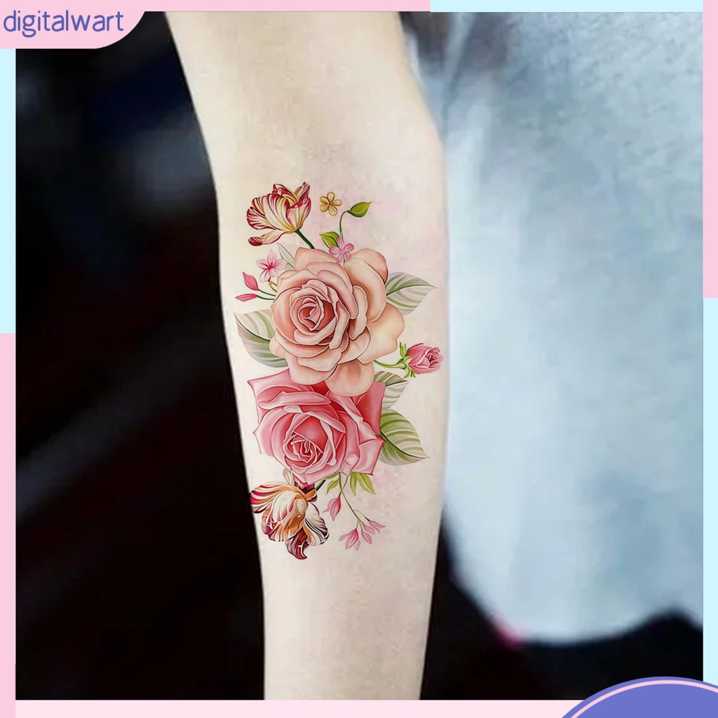 Miếng Dán Hình Xăm Tạm Thời Họa Tiết Hoa Mẫu Đơn Chống Thấm Nước Cho Cánh Tay / Chân / Lưng