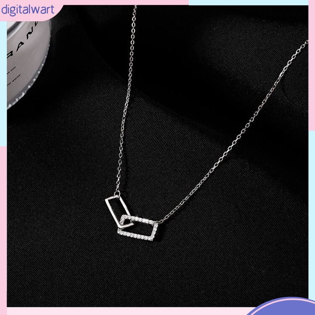 Vòng cổ Nối Dài Mặt Vuông Đính Đá Lấp Lánh Thời Trang Cho Nữ