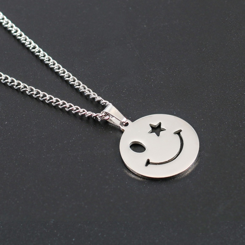 Z Vòng cổ Bằng Thép Không Gỉ Mạ Vàng 24K S925 Mặt Hình Ngôi Sao Mặt Cười Phong Cách Punk