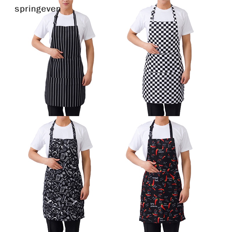 Tạp Dề Nấu Ăn Nửa Thân Họa Tiết Kẻ Sọc Có Thể Điều Chỉnh Độ Dài