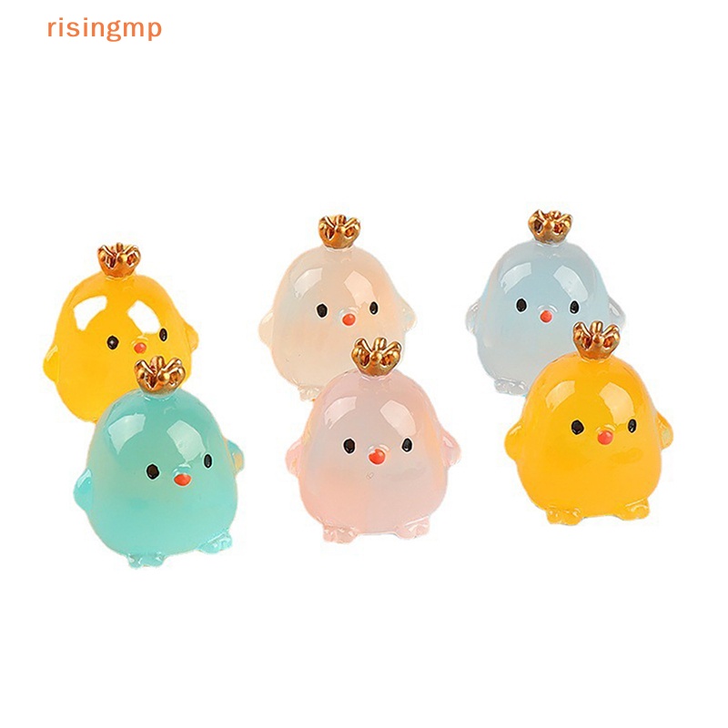 Set 2 Tượng Gà Hoạt Hình Mini Dạ Quang Trang Trí Tiểu Cảnh