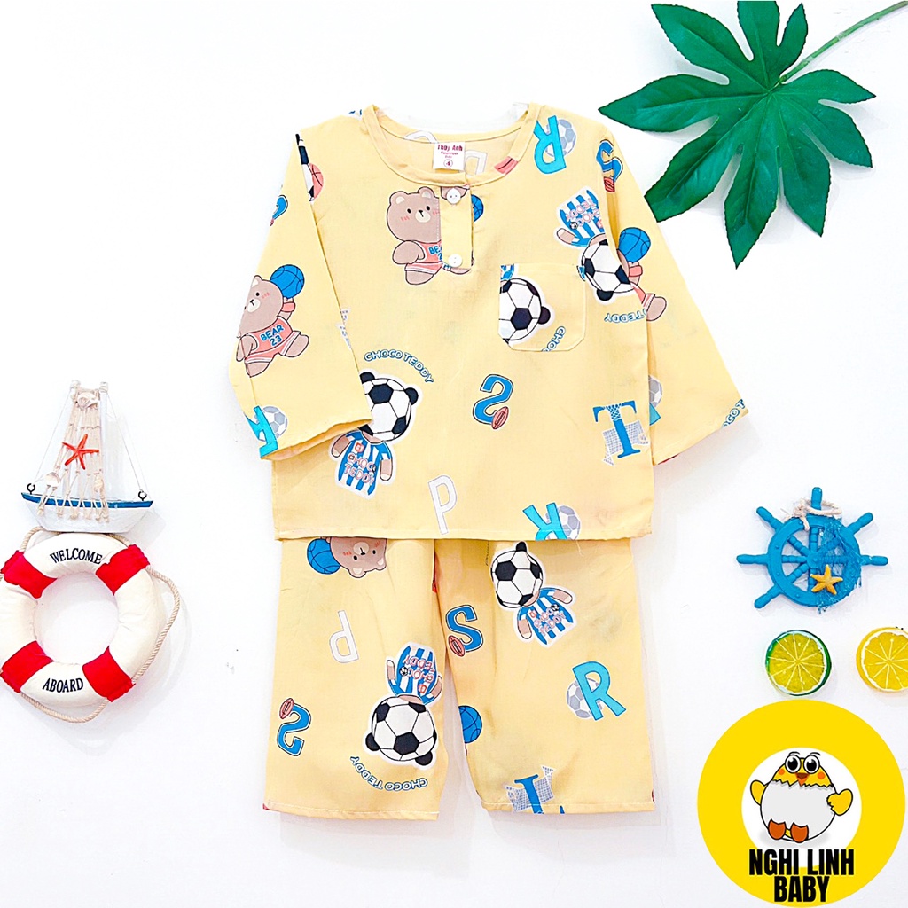 Bộ tole/lanh cho bé trai, đồ bộ cho bé có tay dài quần dài size từ 9-36kg - Nghi Linh Baby