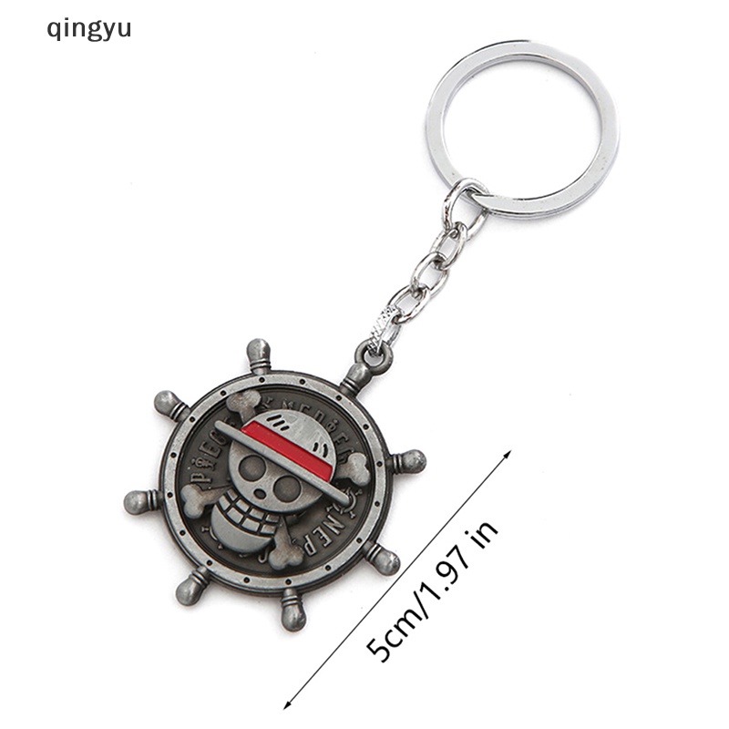 Móc Khóa Kim Loại Hình Nón Đầu Lâu / Bánh Lái Xoay Được Mẫu One Piece Luffy