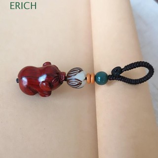 Móc khóa gỗ đàn hương hình heo con dễ thương sáng tạo
