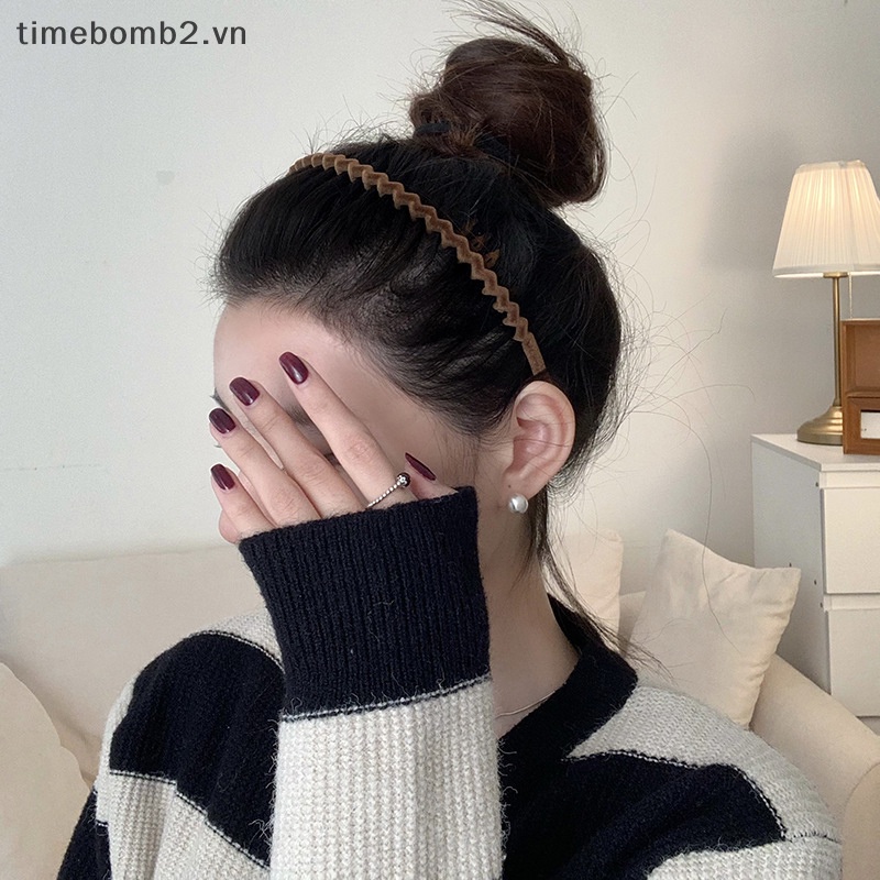 Băng Đô Cài Tóc Màu Trơn Có Răng Chống Trượt Thời Trang Cho Nữ