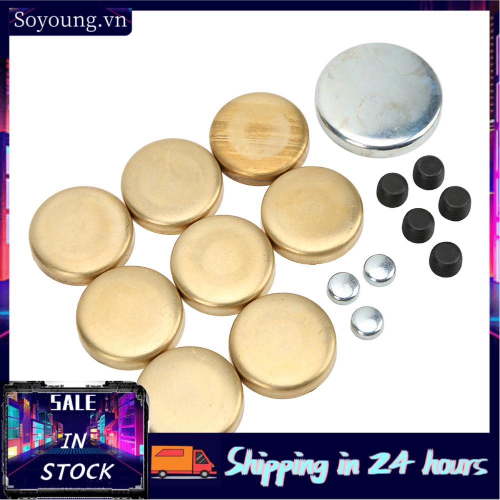 Soyoung Freeze Plug Kit for Dorman 567‑001 Rustproof Stable High Strength Brass Replacement Chevy Small Block 283ci 305ci 327ci