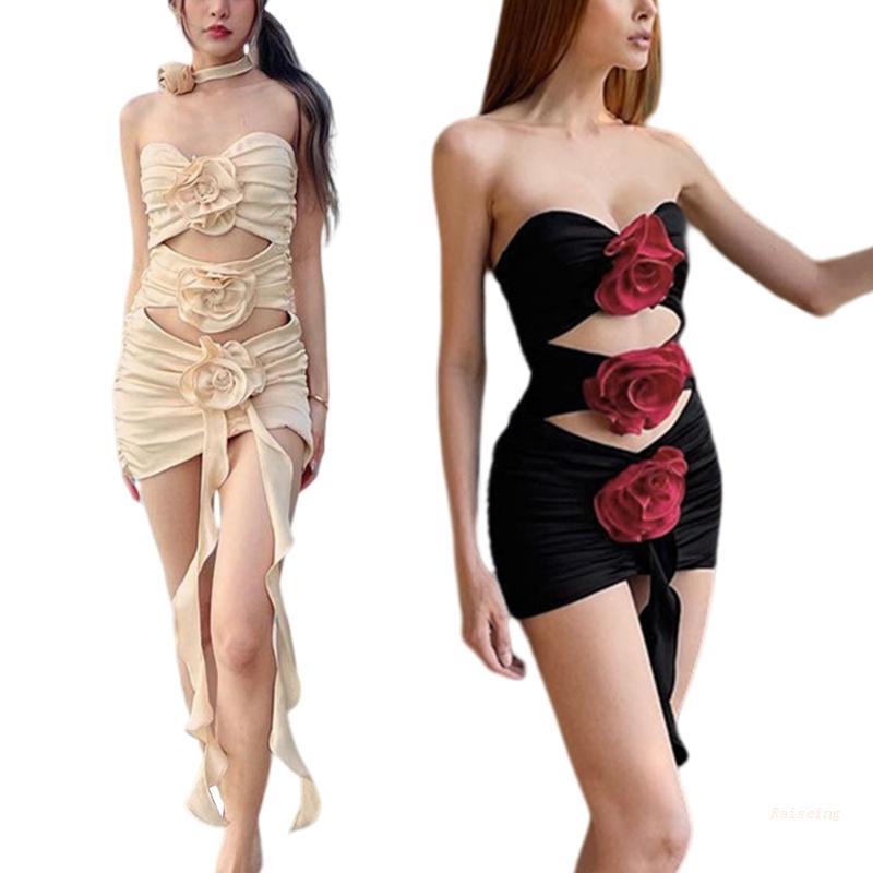 Đầm Ôm Dáng Hở Lưng In Họa Tiết Hoa 3D Quyến Rũ Dành Cho Nữ