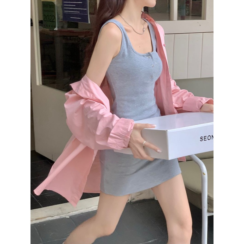 Áo Kiểu Tay Dài Dáng Rộng Màu Trơn Thiết Kế Mới Thời Trang Mùa Hè Dành Cho Phá