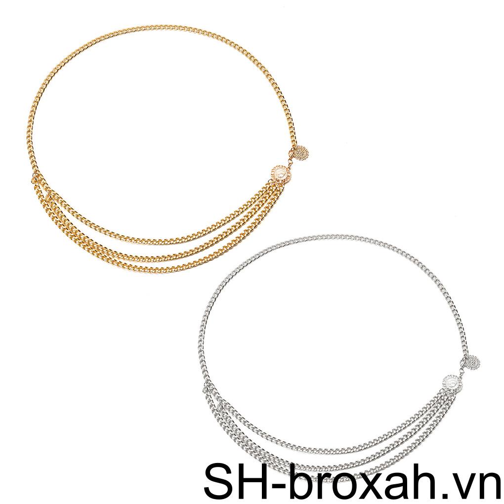 Thắt Lưng Dây Xích Tua Rua Bằng Kim Loại Màu Vàng / Bạc Phong Cách Punk Cho Nữ