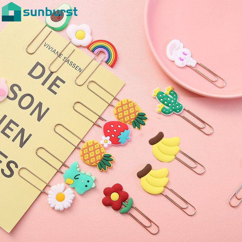 Kẹp Giấy Đánh Dấu Trang Sách Hình Bông Hoa Đỏ Hoạt Hình Nhiều Màu Sắc Dễ Thương DIY