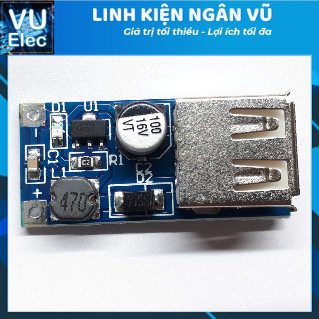 Mạch Tăng Áp 0.9~5V lên 5VDC - 600mA tích hợp Cổng USB - Chế sạc dự phòng