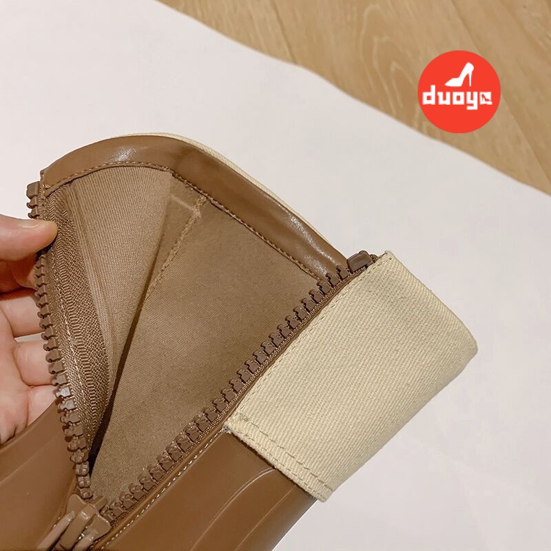 Duoya Hair Thẳng ~  Giày Bốt Martin Đi Mưa Mũi Tròn Phong Cách Anh Quốc Cho Nữ