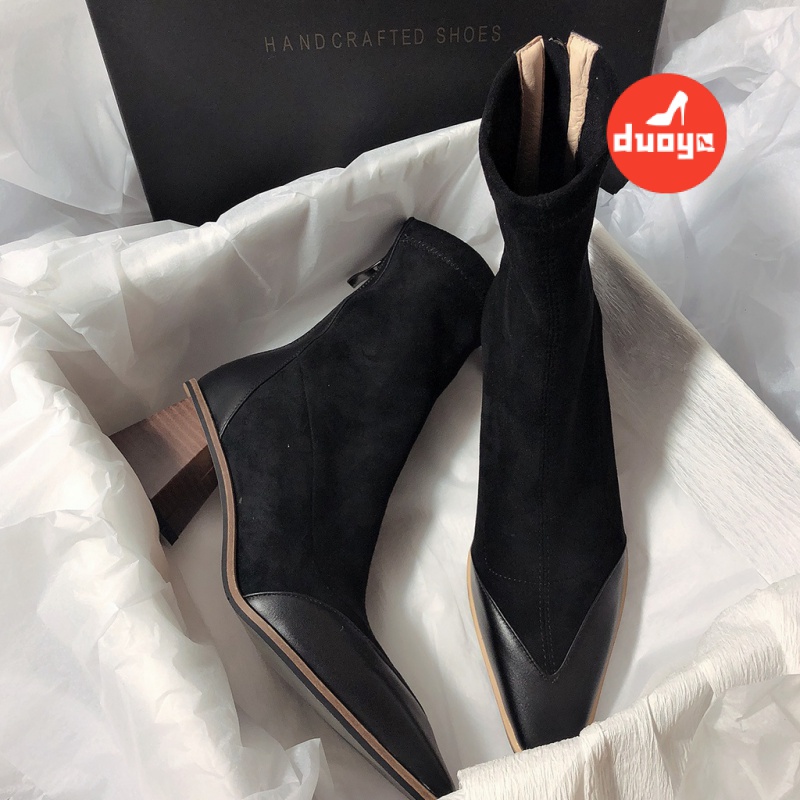 Đôi Bốt Cao Gót Mỏng Phong Cách Shansi 2022 Mới Đơn Giản Dễ Phối Đồ Hàn Quốc