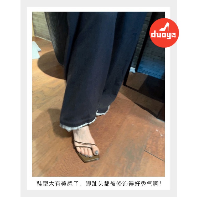 Duoya Giày Sandal Cao Gót Mũi Vuông Bằng Da Thật Hai Cách Đeo Thời Trang Xuân Hè Dành Cho Bạn Nữ Miễn Phí Vận Chuyển