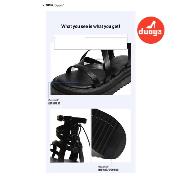 Duoya Tóc Thẳng ~ [Hàng Có Sẵn] Giày Sandal Đế Dày Chống Trượt Thiết Kế Chéo Dây Thời Trang Dành Cho Nữ