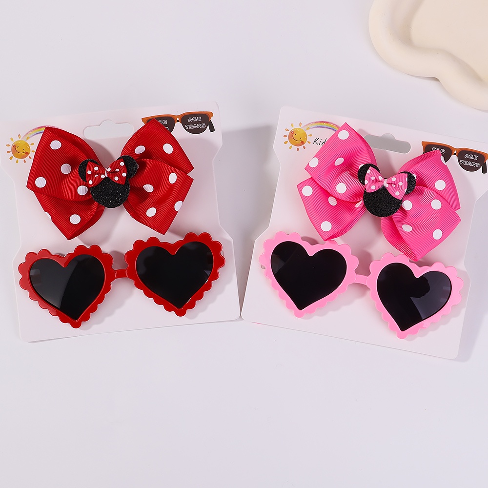 RainBow Bows Bộ 2 Kẹp Tóc Hình Nơ / Trái Tim Hoạt Hình Phong Cách Hàn Quốc Cho Bé Gái