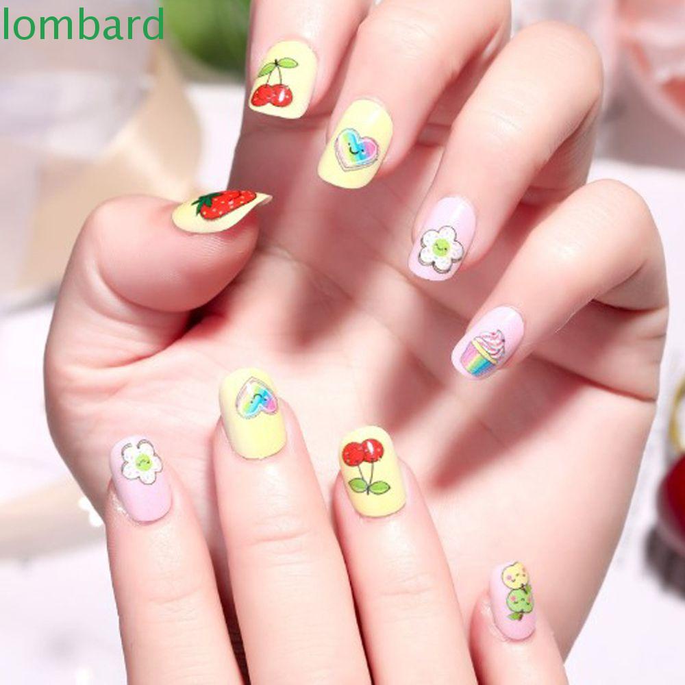 Móng Tay Giả Tự Dính Họa Tiết Hoạt Hình Nhiều Màu Dễ Thương Có Thể Tháo Rời Trang Trí Móng Tay