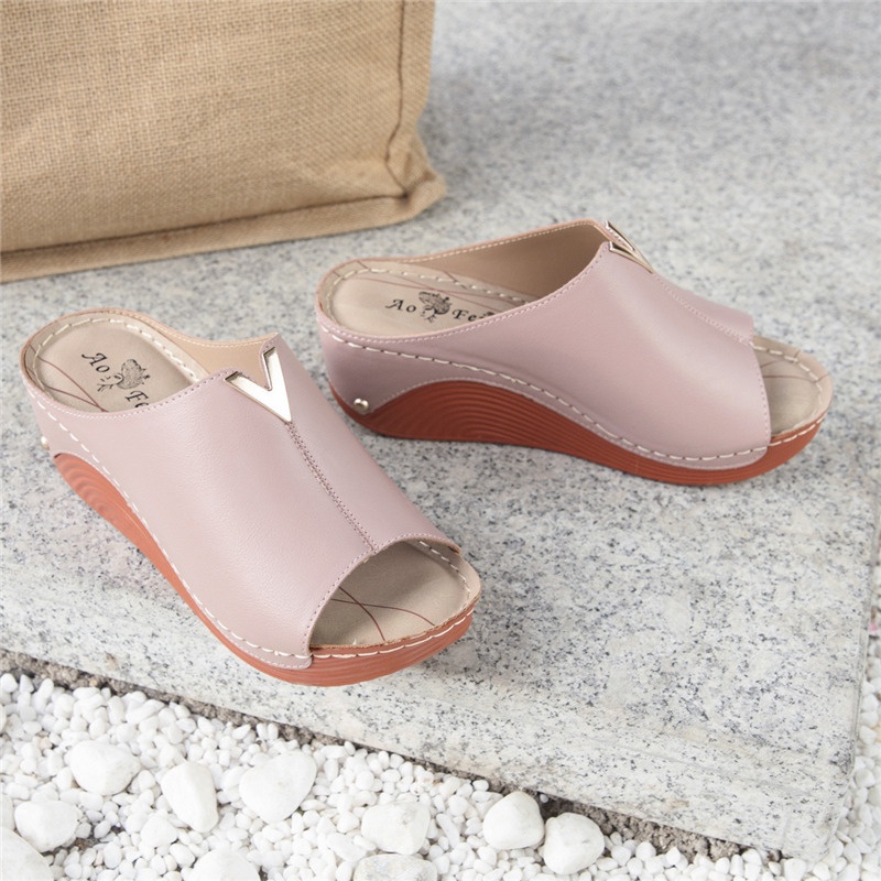 Dép Sandal Đế Xuồng Dày Dặn Thoải Mái Phong Cách Retro Cho Nữ