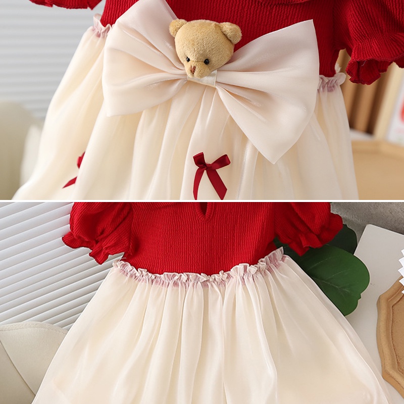 Đầm In Hình Gấu Dễ Thương Thời Trang Mùa Hè Dành Cho Bé Gái 0-4 Tuổi