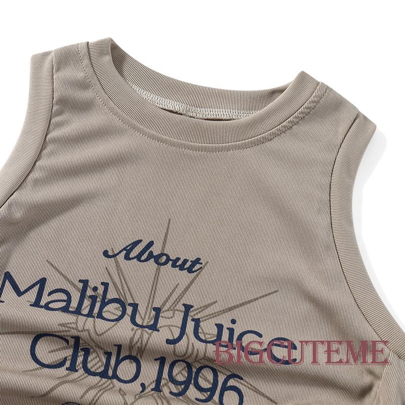 Áo Croptop Sát Nách Cổ Cao In Chữ Thời Trang Mùa Hè Cho Nữ