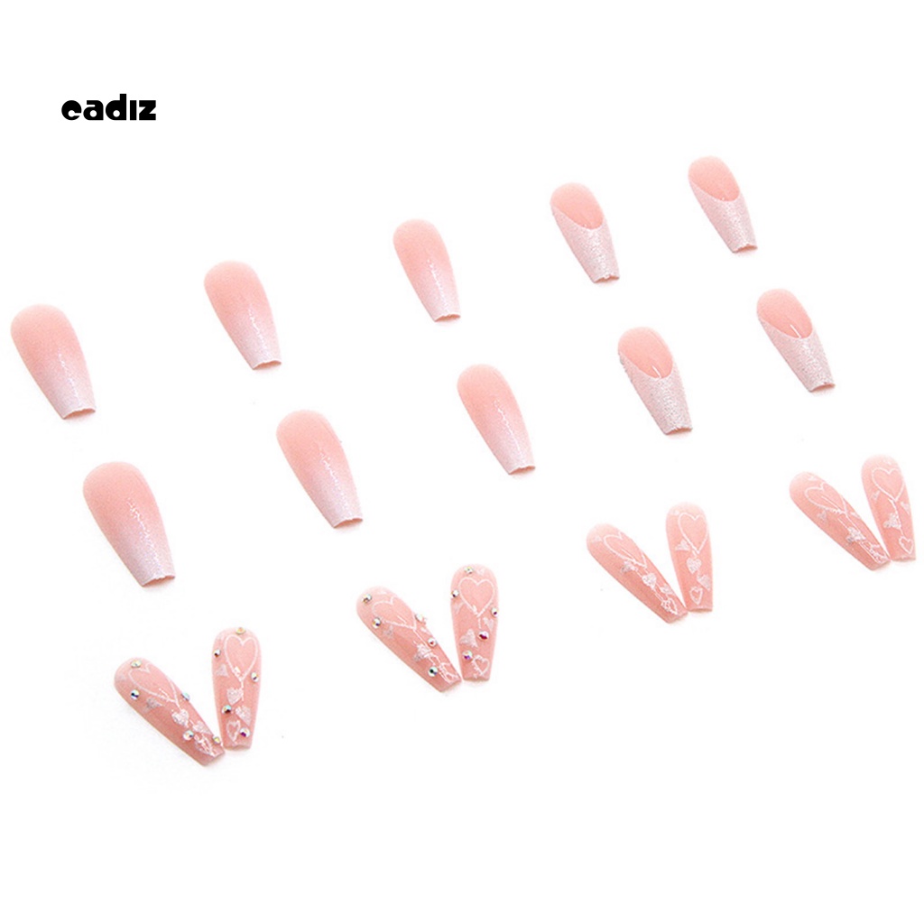 1 Bộ Móng Tay Giả Dài Đính Kim Cương Lấp Lánh Có Thể Tháo Rời