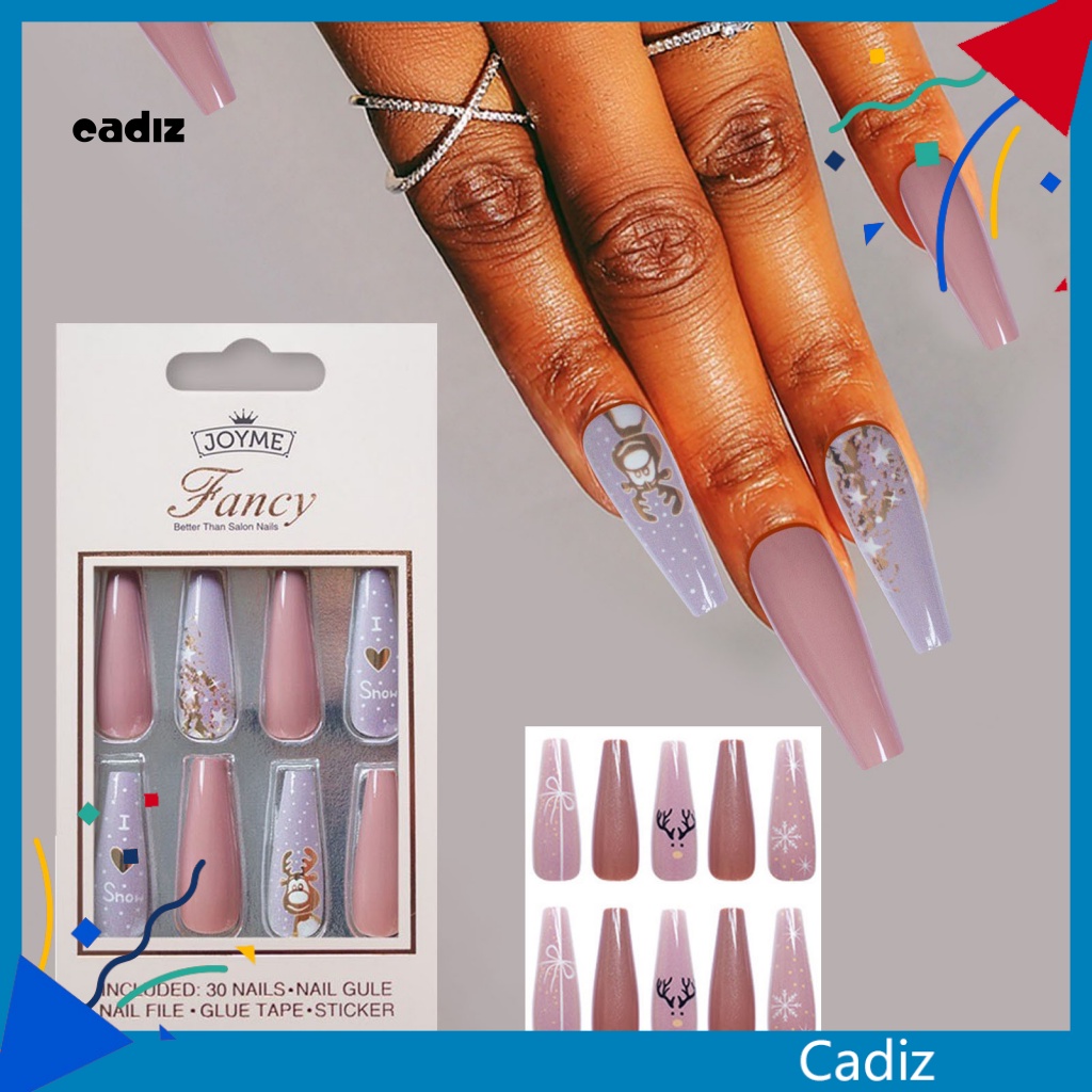 1 Bộ Móng Tay Giả Che Phủ Toàn Diện Không Mùi Phong Cách Giáng Sinh Cho Salon