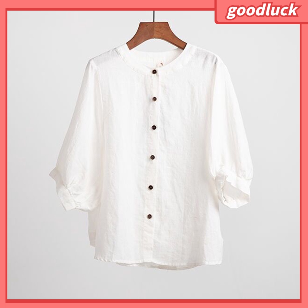 Áo Sơ Mi Tay Lửng Cổ Tròn Màu Sắc Thời Trang Dành Cho Nữ