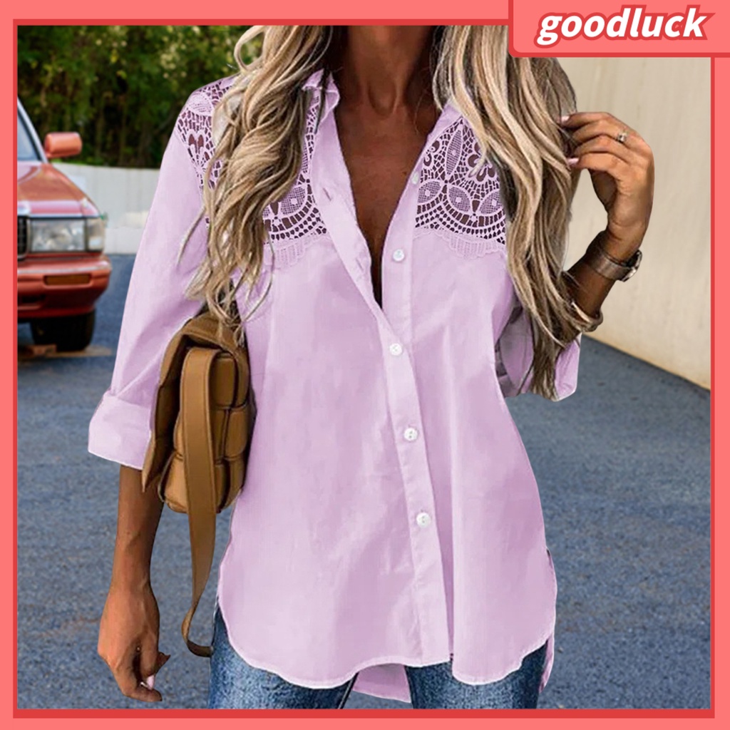 [ULK] Áo Sơ Mi Tay Dài Màu Trơn Khoét Lỗ Cài Một Hàng Khuy Quần Dài Vừa Vặn Thời Trang Mùa Xuân Cho Nữ