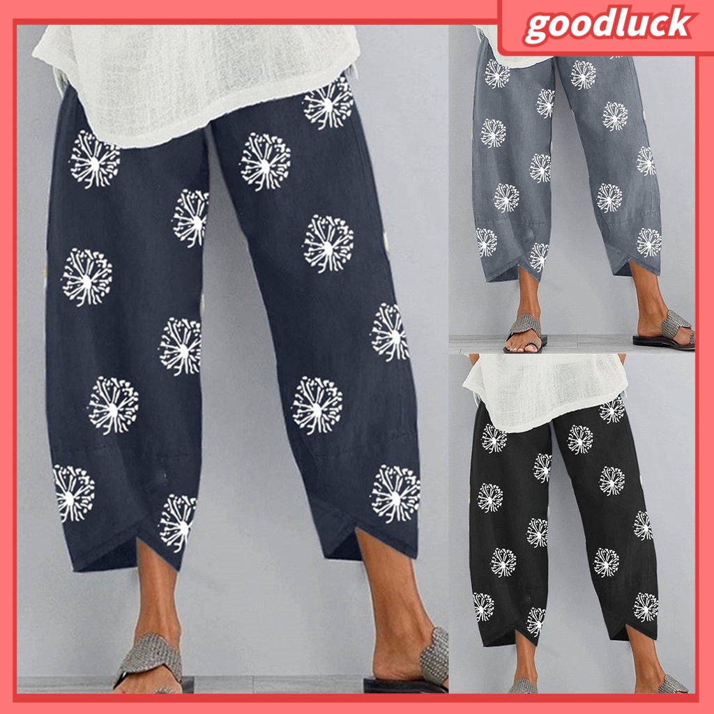 Quần Dài Dáng Rộng Bằng Polyester Co Giãn In Họa Tiết Độc Đáo Thời Trang Cho Nữ