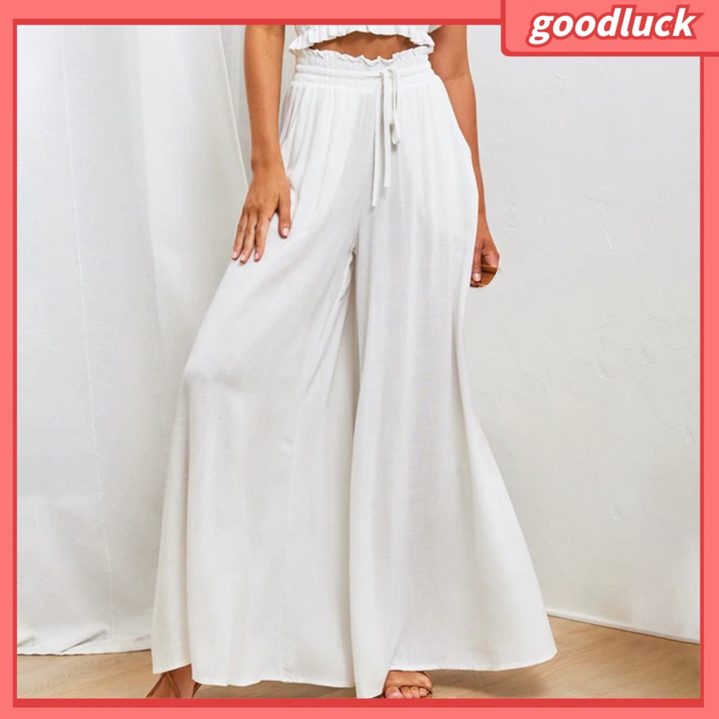 Quần Dài Ống Rộng Thắt Nơ Thời Trang Đường Phố Mùa Hè Cho Nữ