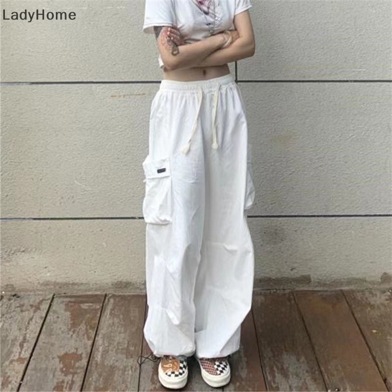 Quần Baggy Lưng Cao Ống Rộng Có Túi Phong Cách Thời Trang Harajuku Hàn Quốc Cho Nữ Y2k