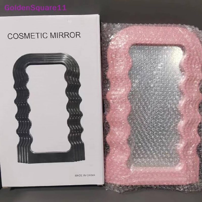 Gương Trang Điểm Để Bàn Màu Vàng Đồng Có Giá Đỡ Hình Sóng Biển Trang Trí Phòng Ngủ